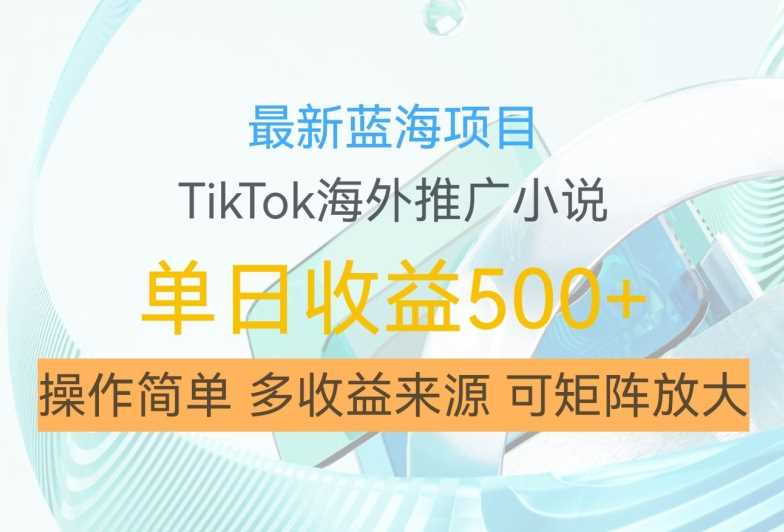 最新蓝海项目，利用tiktok海外推广小说赚钱佣金，简单易学，日入500+，可矩阵放大【揭秘】_网创之家