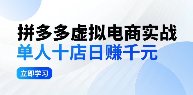 拼多多虚拟电商实战：单人10店日赚千元，深耕老项目，稳定盈利不求风口_网创之家