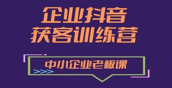 企业抖音营销获客增长训练营，中小企业老板必修课_网创之家