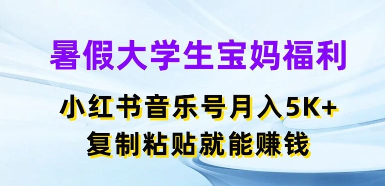 暑假大学生宝妈福利，小红书音乐号月入5000+，复制粘贴就能赚钱【揭秘】_网创之家