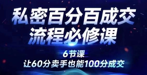 私密百分百成交流程线上训练营，绝对成交，让60分卖手也能100分成交_网创之家