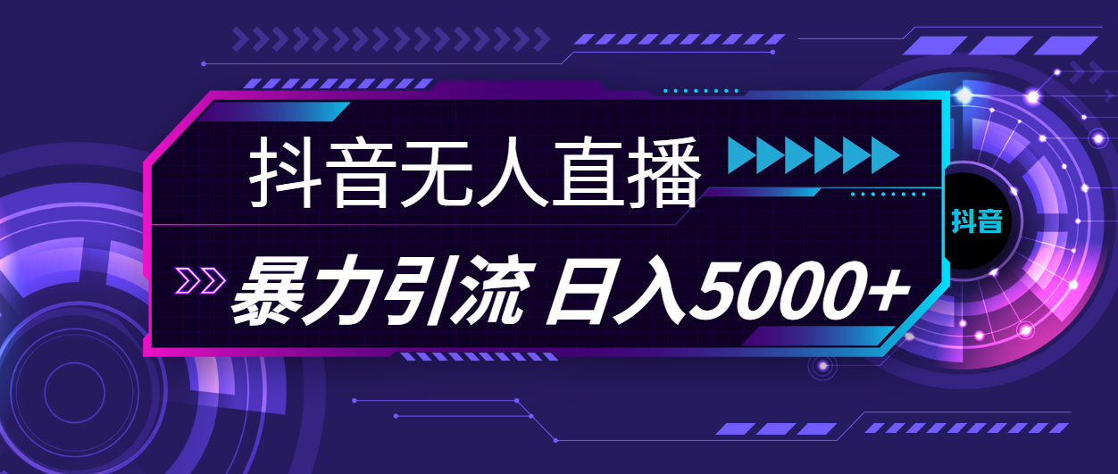 抖音无人直播，暴利引流，日入5000+_网创之家