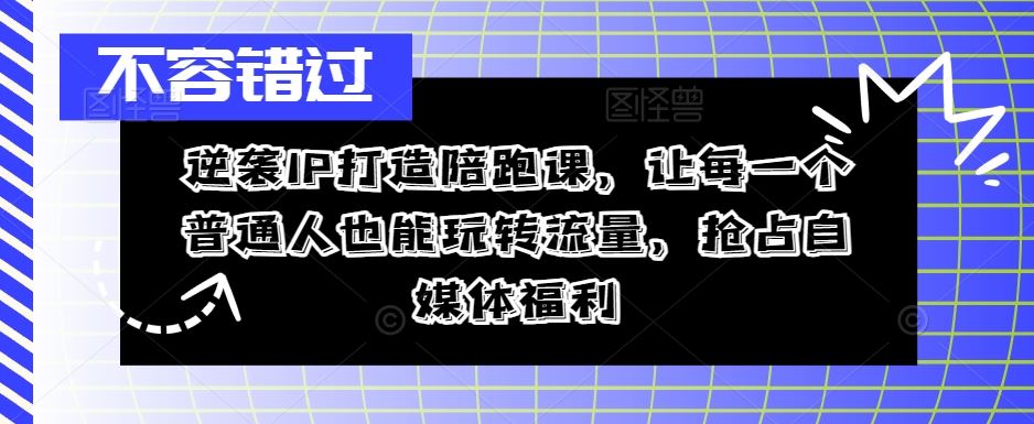 逆袭IP打造陪跑课，让每一个普通人也能玩转流量，抢占自媒体福利_网创之家