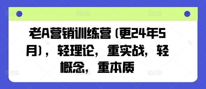 老A营销训练营(更24年6月)，轻理论，重实战，轻概念，重本质_网创之家