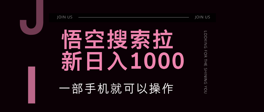 悟空搜索类拉新 蓝海项目 一部手机就可以操作 教程非常详细_网创之家