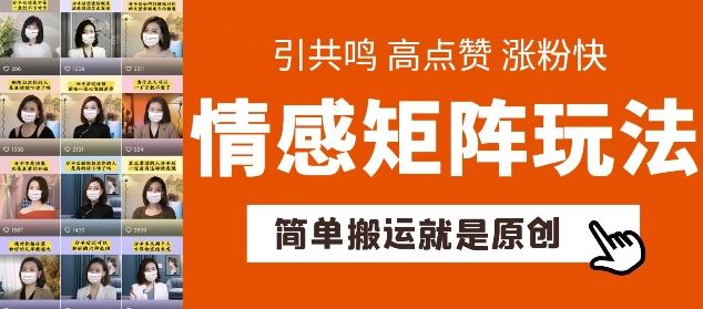 简单搬运，情感矩阵玩法，涨粉速度快，可带货，可起号【揭秘】_网创之家