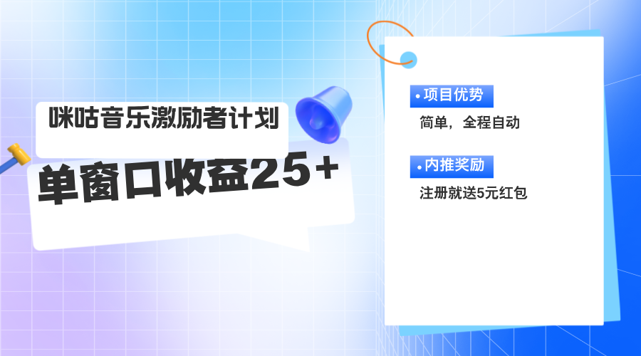 咪咕激励者计划，单窗口收益20~25，可矩阵操作_网创之家