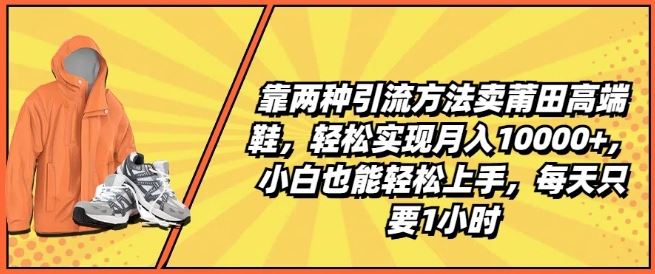 靠两种引流方法卖莆田高端鞋，轻松实现月入1W+，小白也能轻松上手，每天只要1小时【揭秘】_网创之家