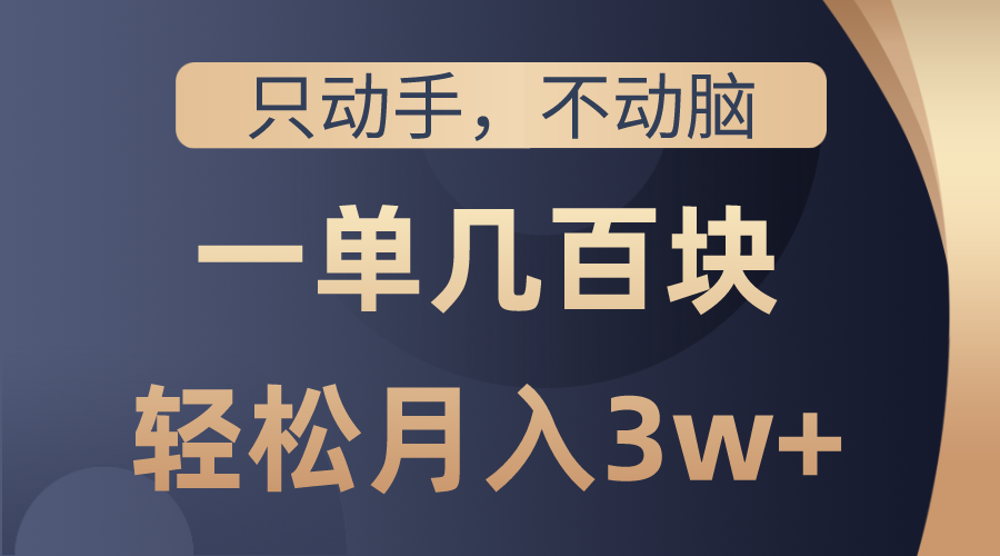 只动手不动脑，一单几百块，轻松月入3w+，看完就能直接操作，详细教程_网创之家