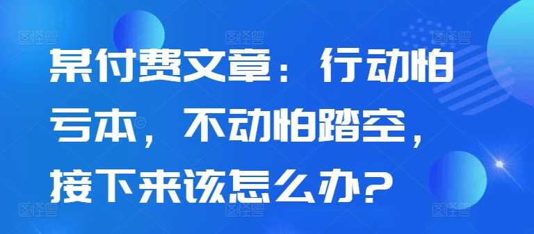 某付费文章：行动怕亏本，不动怕踏空，接下来该怎么办?_网创之家