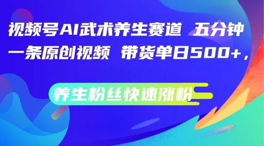 视频号AI武术养生赛道，五分钟一条原创视频，带货单日几张，养生粉丝快速涨粉【揭秘】_网创之家