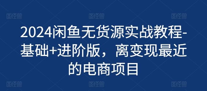 2024闲鱼无货源实战教程-基础+进阶版，离变现最近的电商项目_网创之家