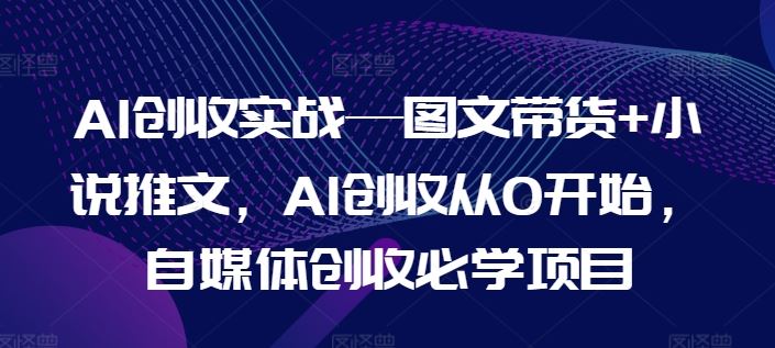 AI创收实战—图文带货+小说推文，AI创收从0开始，自媒体创收必学项目_网创之家