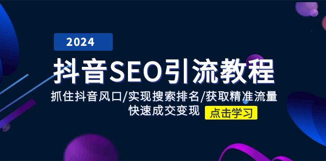 抖音SEO引流教程：抓住抖音风口/实现搜索排名/获取精准流量/快速成交变现_网创之家