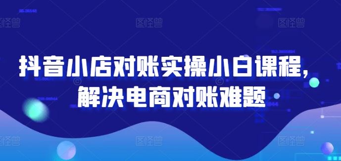 抖音小店对账实操小白课程，解决电商对账难题_网创之家