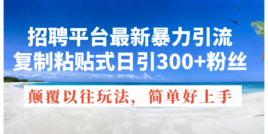 招聘平台最新暴力引流，复制粘贴式日引300+粉丝，颠覆以往垃圾玩法，简…_网创之家