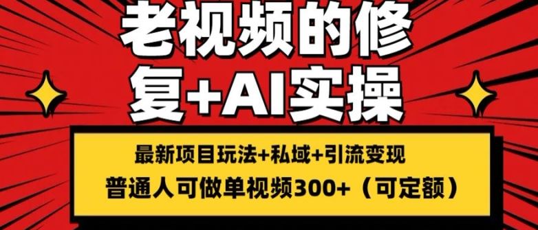 修复老视频的玩法，搬砖+引流的变现(可持久)，单条收益300+【揭秘】_网创之家