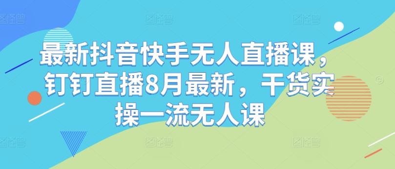 最新抖音快手无人直播课，钉钉直播8月最新，干货实操一流无人课_网创之家