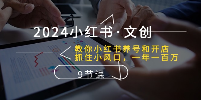 2024小红书文创：教你小红书养号和开店、抓住小风口 一年一百万 (9节课)_网创之家