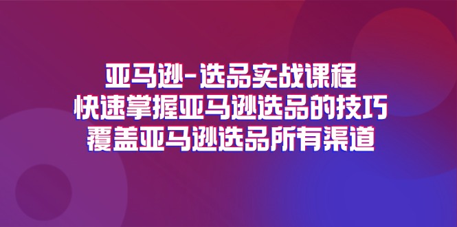 亚马逊-选品实战课程，快速掌握亚马逊选品的技巧，覆盖亚马逊选品所有渠道_网创之家