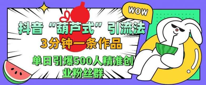 抖音葫芦式引流法，三分钟一条作品，单日引爆抖音500人精准创业粉丝群【揭秘】_网创之家