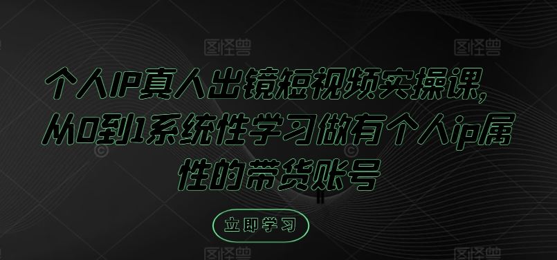 个人IP真人出镜短视频实操课，从0到1系统性学习做有个人ip属性的带货账号_网创之家