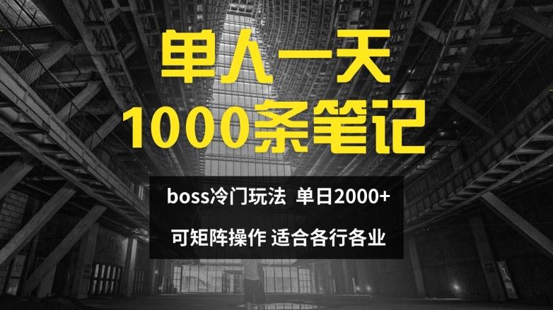 单人一天1000条笔记，日入2000+，BOSS直聘的正确玩法【揭秘】_网创之家