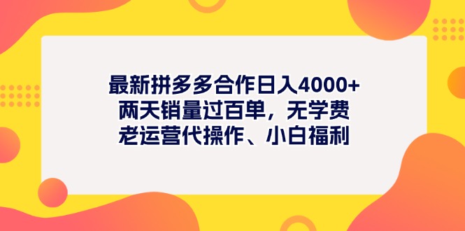 最新拼多多项目日入4000+两天销量过百单，无学费、老运营代操作、小白福利_网创之家