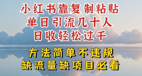 小红书靠复制粘贴单日引流几十人目收轻松过千，方法简单不违规【揭秘】_网创之家