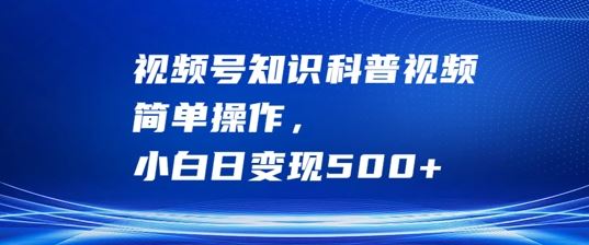 视频号知识科普视频，简单操作，小白日变现500+【揭秘】_网创之家