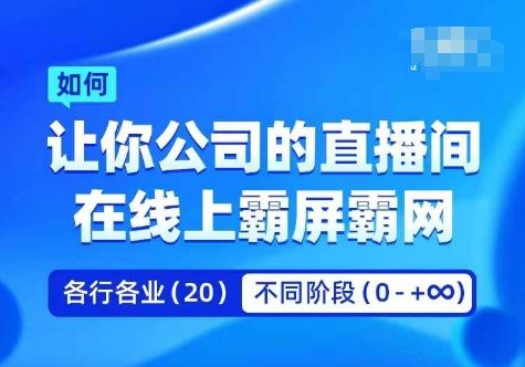 企业矩阵直播霸屏实操课，让你公司的直播间在线上霸屏霸网_网创之家