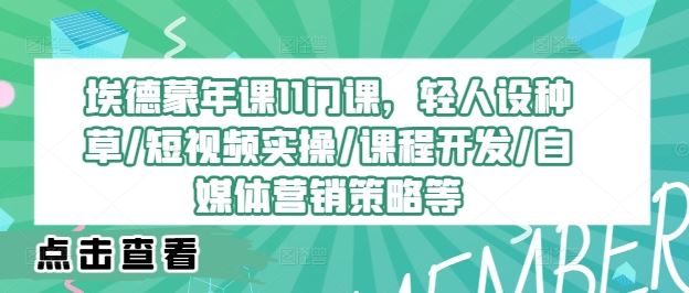 埃德蒙年课11门课，轻人设种草/短视频实操/课程开发/自媒体营销策略等_网创之家