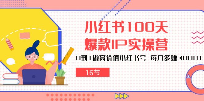 小红书100天-爆款IP实操营，0到1做高价值小红书号 每月多赚3000+（16节）_网创之家