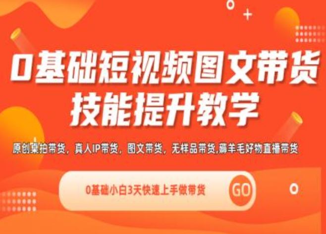 0基础短视频图文带货实操技能提升教学(直播课+视频课),0基础小白3天快速上手做带货_网创之家