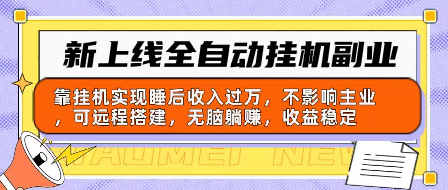 新上线全自动挂机副业：靠挂机实现睡后收入过万，不影响主业可远程搭建…_网创之家