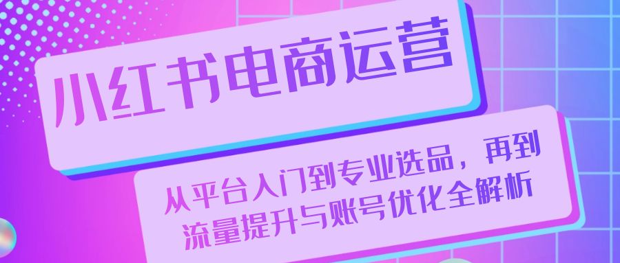 小红书电商运营：从平台入门到专业选品，再到流量提升与账号优化全解析_网创之家