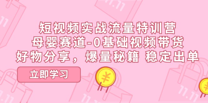 短视频实战流量特训营，母婴赛道-0基础带货，好物分享，爆量秘籍 稳定出单_网创之家