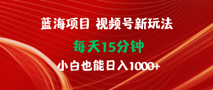 蓝海项目视频号新玩法 每天15分钟 小白也能日入1000+_网创之家