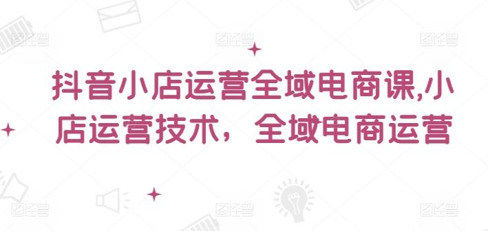 抖音小店运营全域电商课，​小店运营技术，全域电商运营_网创之家