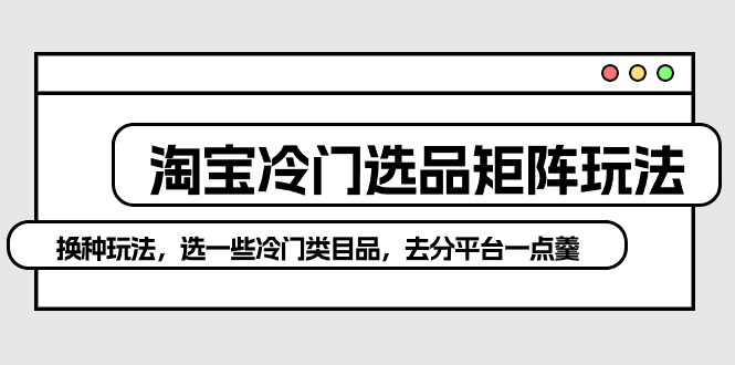 淘宝网小众选款引流矩阵游戏玩法：换个游戏玩法，选一些冷门类目品，去分服务平台一点羹_网创之家