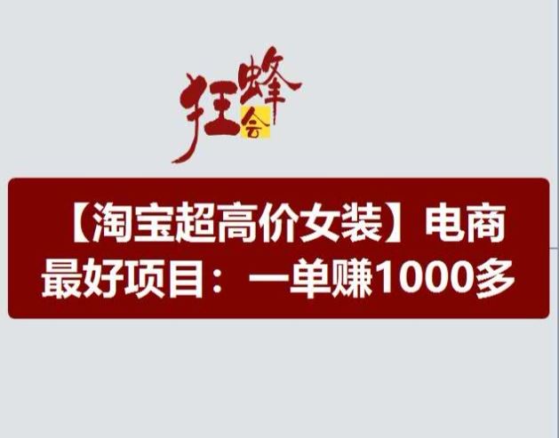 淘宝超高价女装项目，电商最好赛道，一单赚1000多_网创之家