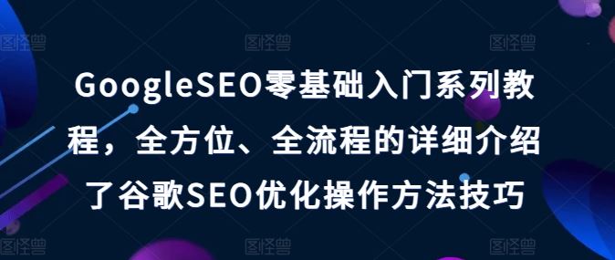 GoogleSEO零基础入门系列教程，全方位、全流程的详细介绍了谷歌SEO优化操作方法技巧_网创之家