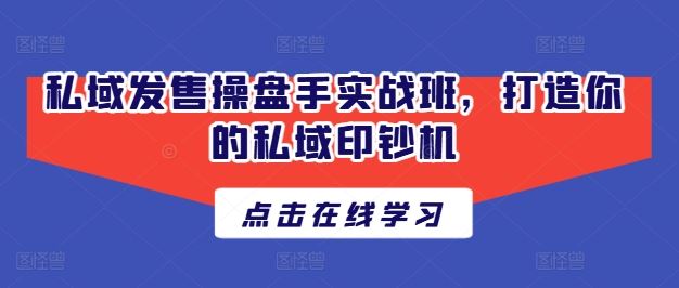 私域发售操盘手实战班，打造你的私域印钞机_网创之家