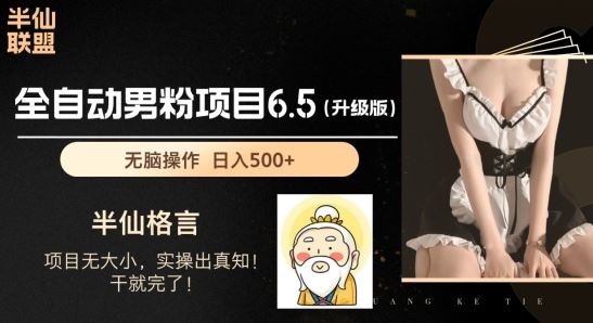 男粉项目6.5升级版，全自动男粉项目，日收入1K+【揭秘】_网创之家