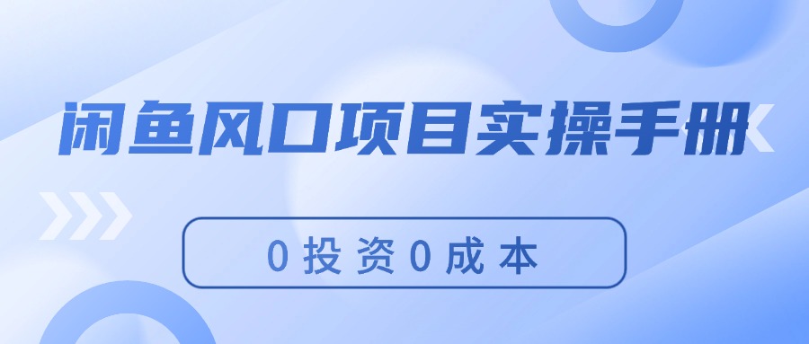 闲鱼风口项目实操手册，0投资0成本，让你做到，月入过万，新手可做_网创之家