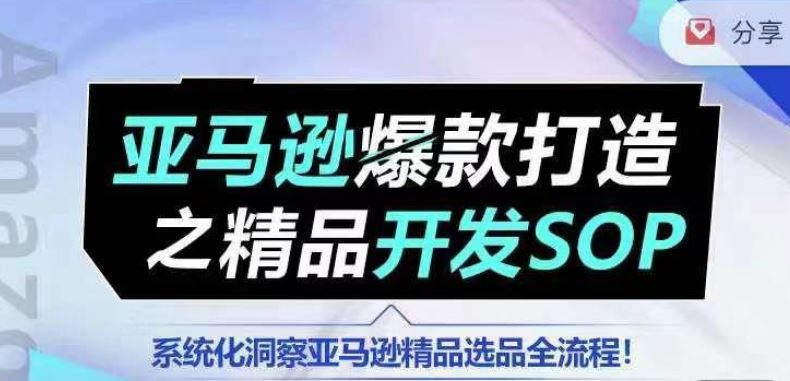 【训练营】亚马逊爆款打造之精品开发SOP，系统化洞察亚马逊精品选品全流程_网创之家