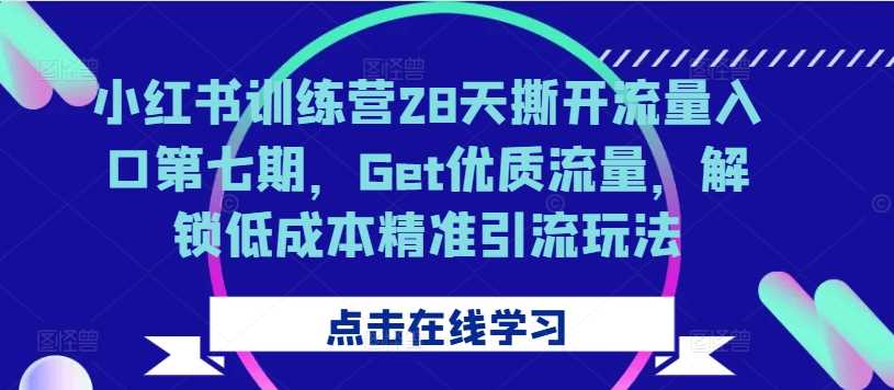 小红书训练营28天撕开流量入口第七期，Get优质流量，解锁低成本精准引流玩法_网创之家