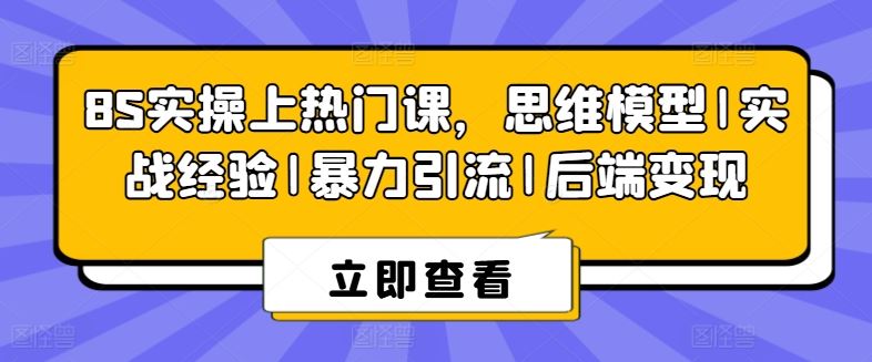 8S实操上热门课，思维模型|实战经验|暴力引流|后端变现_网创之家