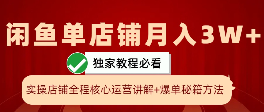 闲鱼单店铺月入3W+实操展示，爆单核心秘籍，一学就会_网创之家